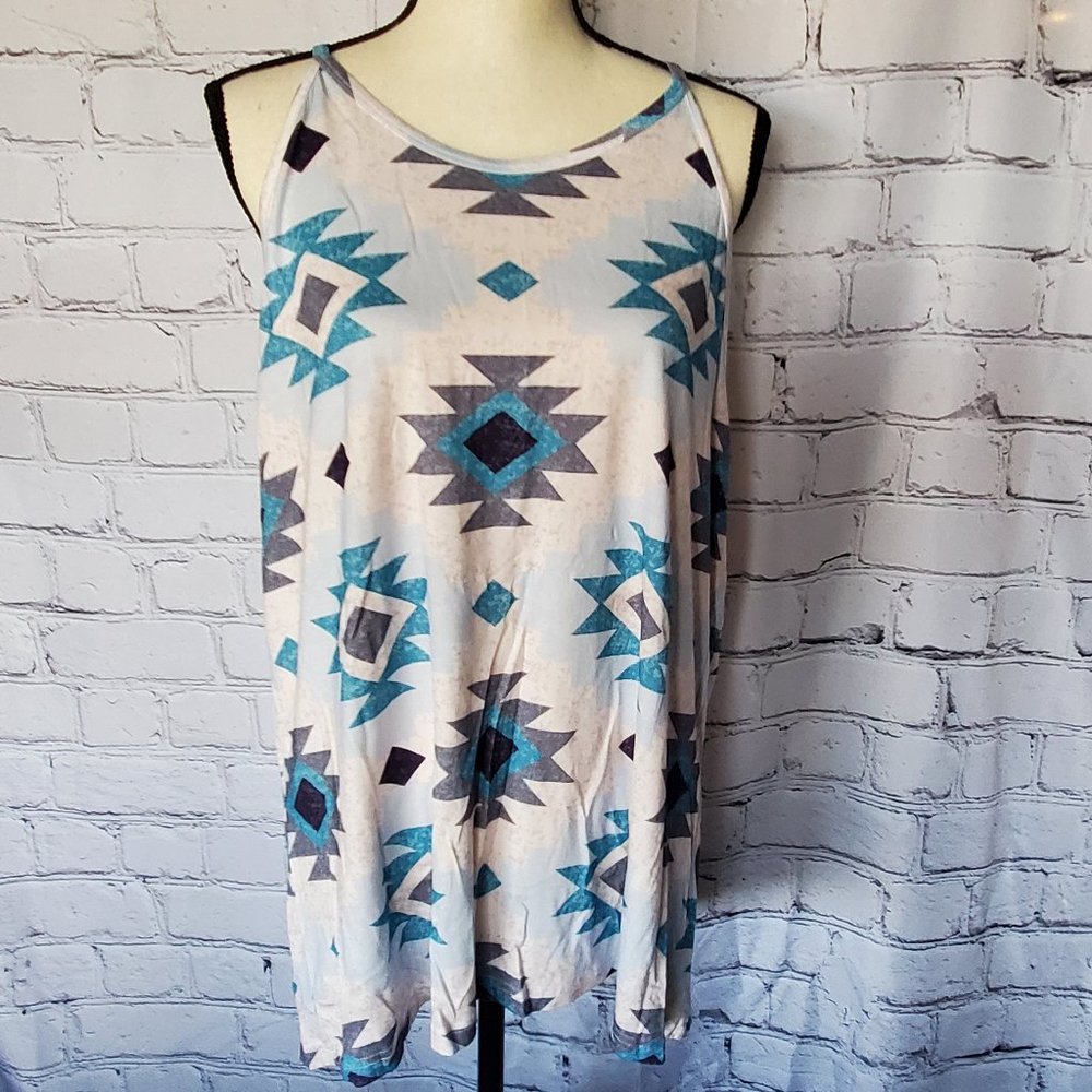 Montana Company High Neck, Southwestern Aztec Print tank Tee